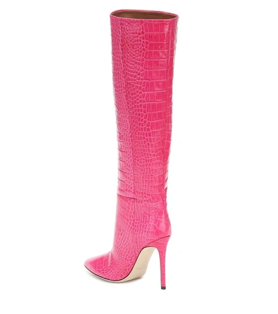 Shop Paris Texas Croc-effect Leather Knee-high Boots In Pink