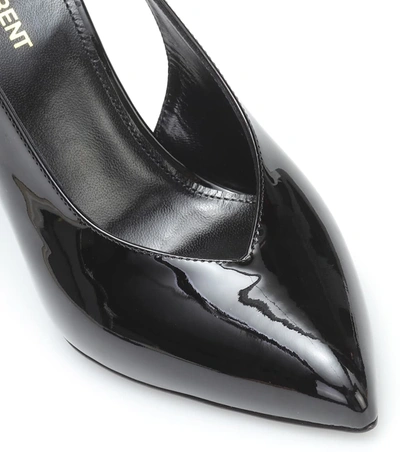 Shop Saint Laurent Kika Patent Leather Slingback Pumps In Black