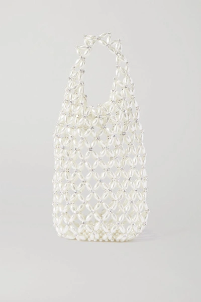 Shop Simone Rocha Crystal-embellished Beaded Tote In White