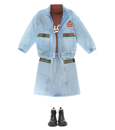 Shop Gucci Stretch-cotton Denim Jacket In Blue