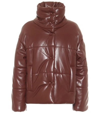 Shop Nanushka Hide Faux Leather Puffer Jacket In Brown