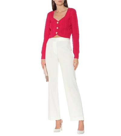 Shop Diane Von Furstenberg Zoya Cable-knit Wool-blend Cardigan In Pink