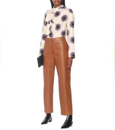 Shop Stella Mccartney Hailey Faux Leather Straight Pants In Brown