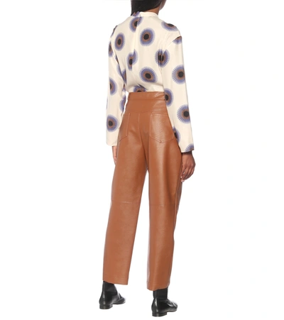 Shop Stella Mccartney Hailey Faux Leather Straight Pants In Brown