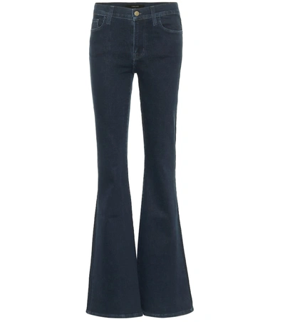 Shop J Brand Valentina High-rise Flared Jeans In Blue