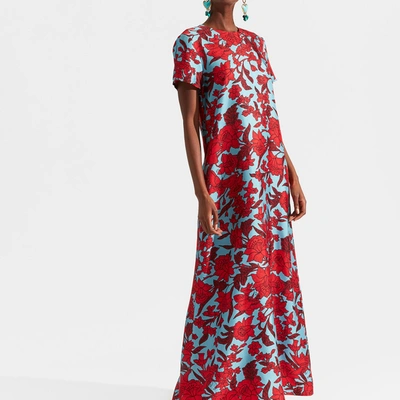 La Doublej Floral Print Swing Dress In Lilium Turchese