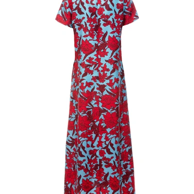 La Doublej Floral Print Swing Dress In Lilium Turchese