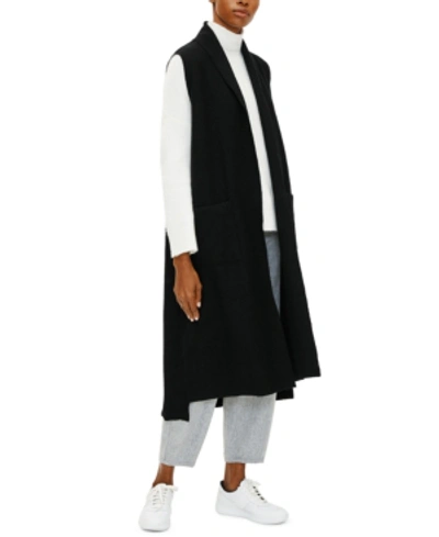Shop Eileen Fisher Long Shawl-collar Vest In Black