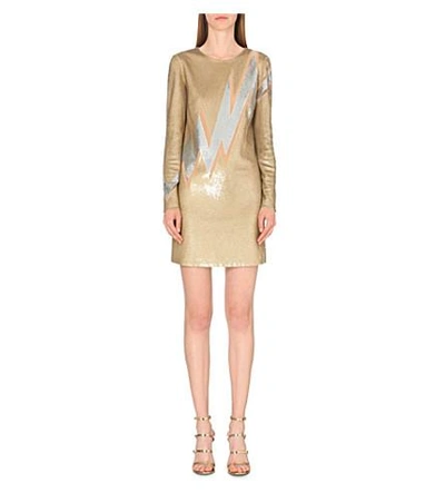 Shop Emilio Pucci Zig-zag Sequinned Dress In Gold