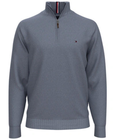 Shop Tommy Hilfiger Men's Big & Tall Quarter-zip Sweater In Captains Blue Heather