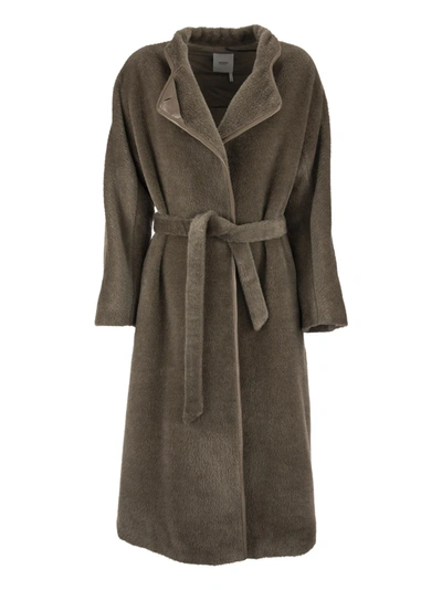 Shop Agnona Coat Taupe In Brown