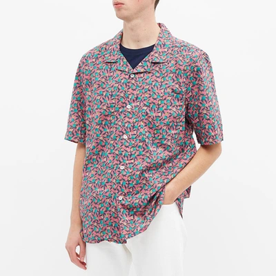 Shop Albam Short Sleeve Revere Collar Shirt In Red