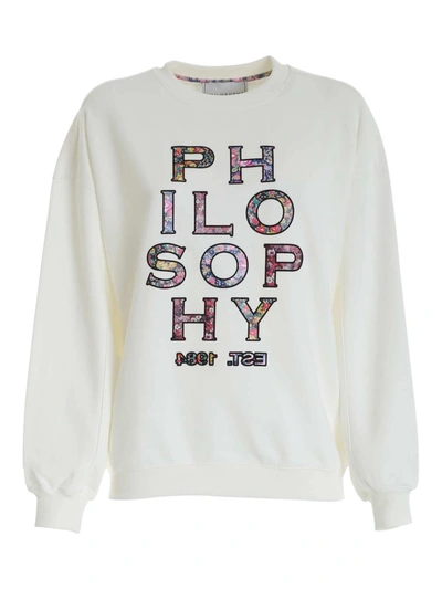 Shop Philosophy Di Lorenzo Serafini Logo Crewneck Sweatshirt In White