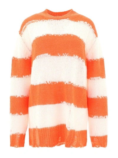 Shop Acne Studios Kantonia Striped Sweater In Orange Color