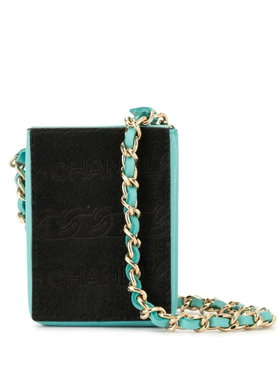 Pre-owned Chanel 2001 Mini Chain Pouch Necklace In Blue