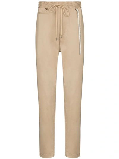 Shop Mastermind Japan Rear Embroidered Logo Drawstring Trousers In Neutrals