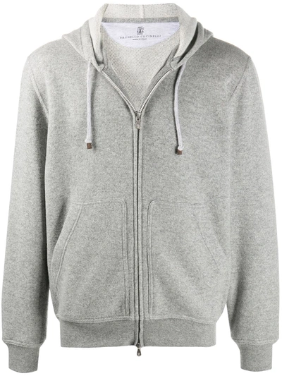 Shop Brunello Cucinelli Zip-up Cashmere Hoodie In Grey