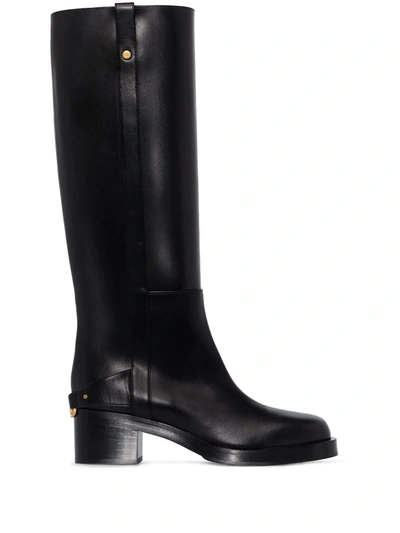 Shop Valentino Troopup 55mm Knee-high Boots In Black