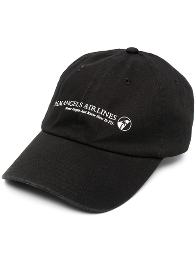 Shop Palm Angels Airlines Embroidered Baseball Hat In Black