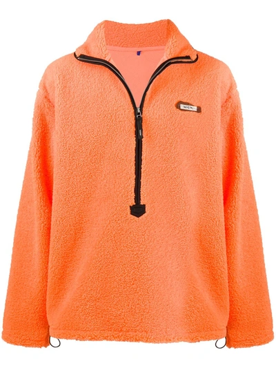 Shop Ader Error Sherpa Fleece Sweatshirt In Orange