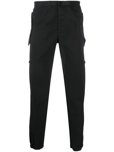 Shop Moncler Logo Patch Cargo Trousers In Black
