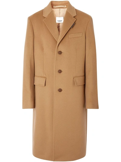 Shop Burberry Single-breasted Tailored Coat In Brown