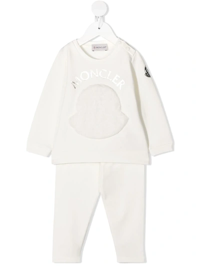 Shop Moncler Logo-patch Track Suit In Weiss