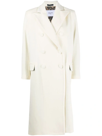 Shop Paltò Double-breasted Coat In Neutrals