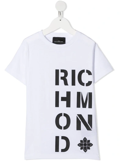 Shop John Richmond Junior Logo Print T-shirt In White