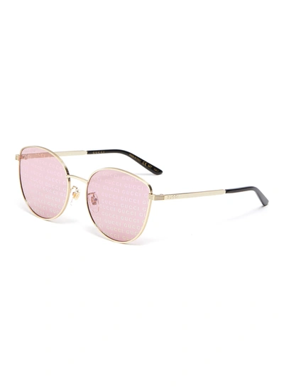 Shop Gucci Metal D-frame Logo Motif Lens Cateye Sunglasses In Pink