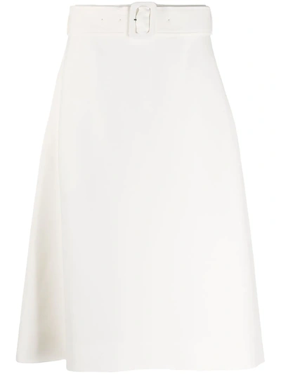 Shop Jil Sander Belted Mid-length Skirt In White