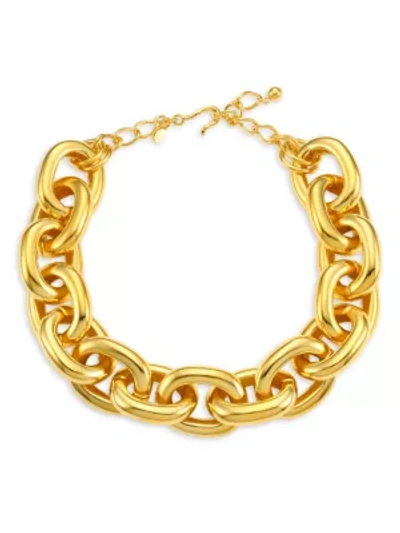 Shop Kenneth Jay Lane Women's Polished Link Necklace In Gold