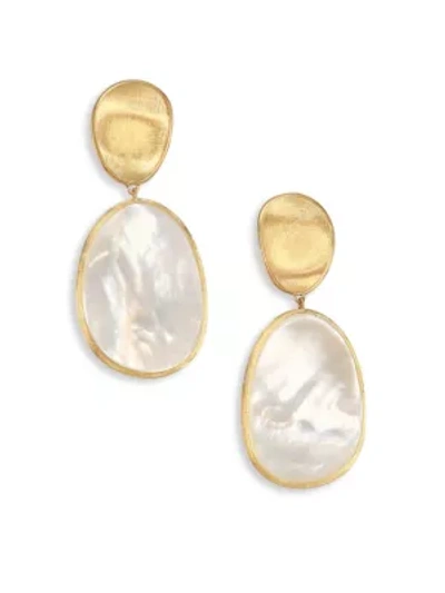 Shop Marco Bicego Women's Lunaria Mother-of-pearl & 18k Yellow Gold Long Drop Earrings In Mother Of Pearl