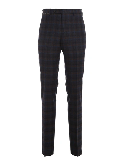 Shop Pt01 Super 110's Virgin Wool Trousers In Blue