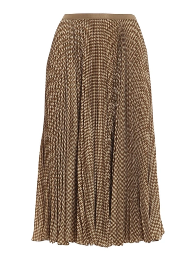 Shop Polo Ralph Lauren Large Houndstooth Patterned Midi Skirt In Brown