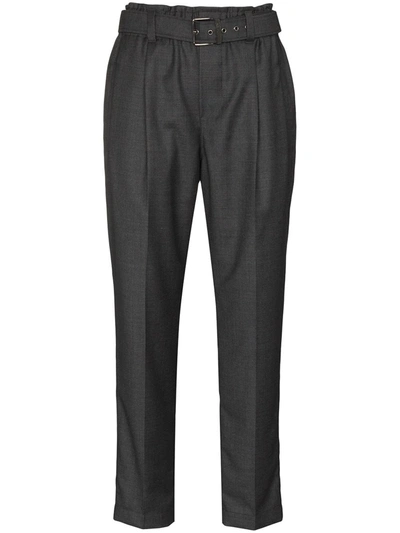 Shop Brunello Cucinelli Straight Leg Belted Trousers In Grey