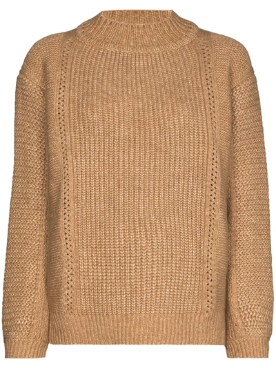 Shop See By Chloé Chunky-knit High-neck Jumper In Brown