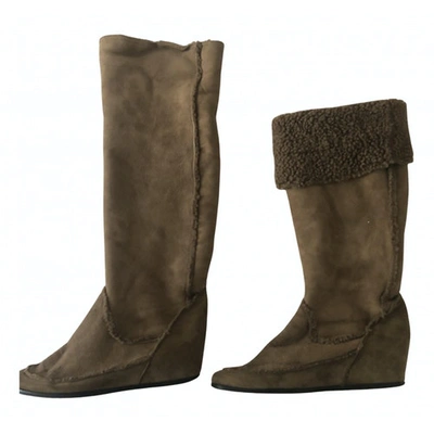 Pre-owned Lanvin Beige Shearling Boots