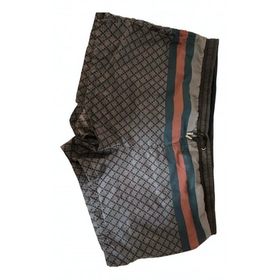Pre-owned Gucci Brown Synthetic Swimwear