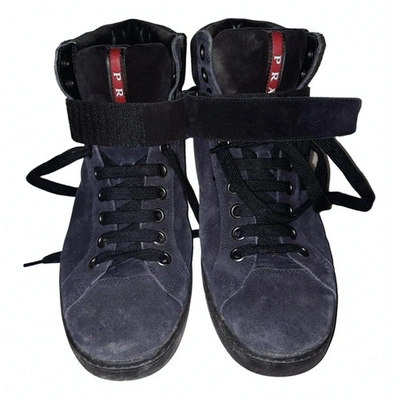 Pre-owned Prada Velvet Boots In Black