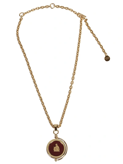 Shop Lanvin Gold-tone Brass Necklace In Brique