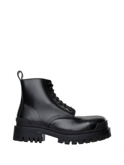 Shop Balenciaga Strike Lace-up Boot In Black
