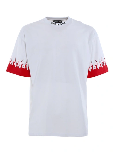 Shop Vision Of Super Tshirt Red Flames In White
