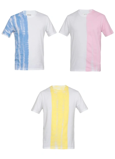 Shop Maison Margiela 3 T-shirt Pack In Blue-yellow-pink