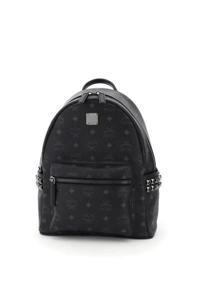 Shop Mcm Stark Visetos Backpack With Side Studs In Black (black)