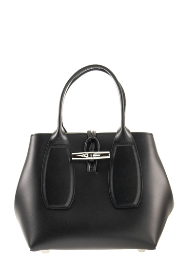 Shop Longchamp Roseau Top Handle Bag In Black