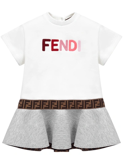 Shop Fendi Fendy Kids Dress In Ivory/grey