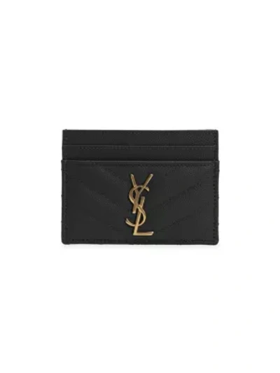 Shop Saint Laurent Women's Monogram Matelassé Leather Card Case In Black