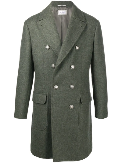 Shop Brunello Cucinelli Double-breasted Wool Coat In Green