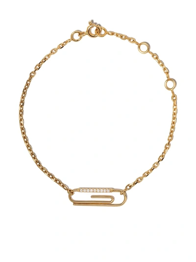Shop Aurelie Bidermann 18kt Yellow Gold Paper Clip Diamond Bracelet